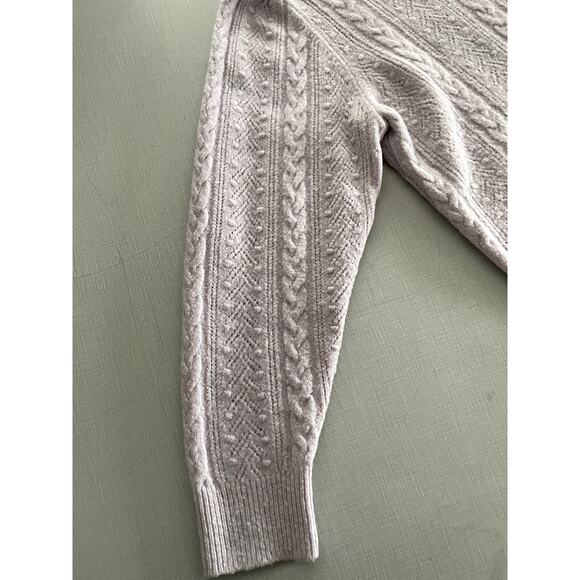 J Crew Sz L Cable Knit Sweater Lilac Alpaca Cottage Preppy Cozy Feminine Soft - Picture 8 of 14